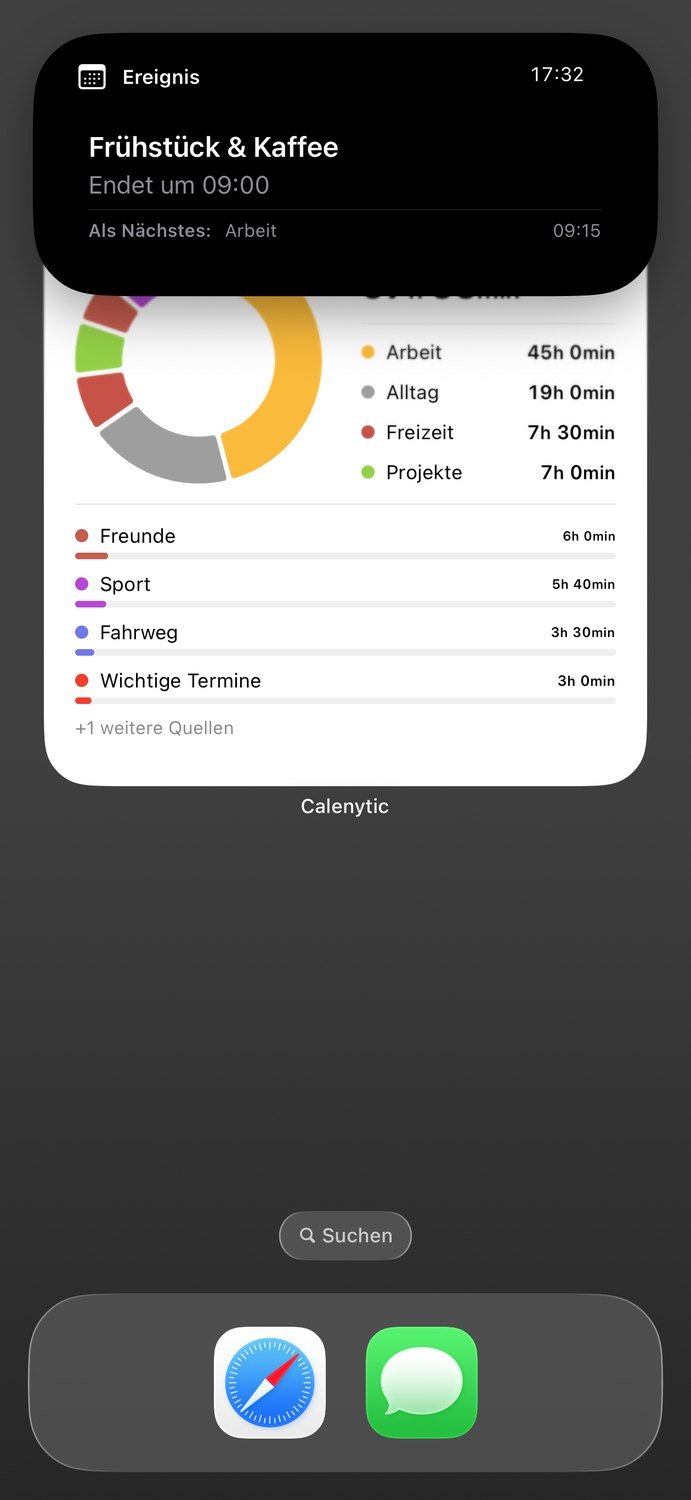 Calenytic Live Activity auf dem iPhone-Sperrbildschirm
