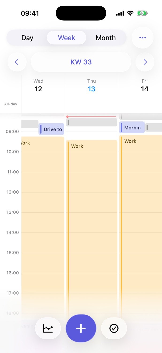 Weekly calendar showing different life areas