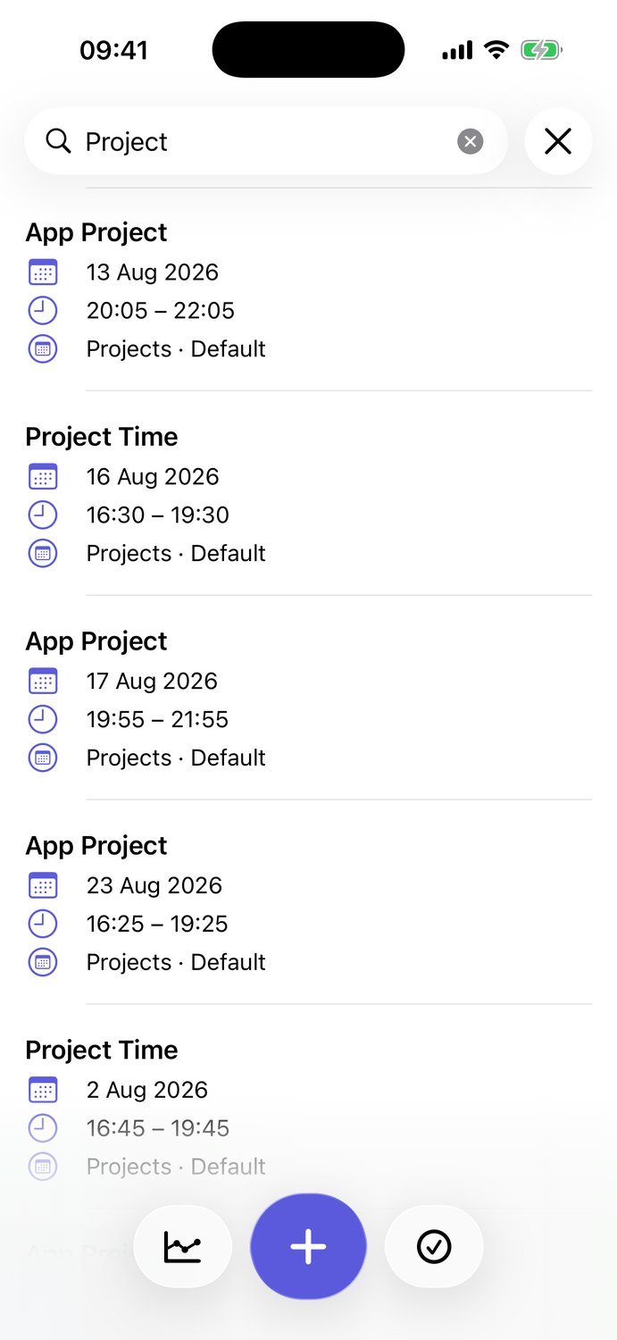 Search results for a calendar event