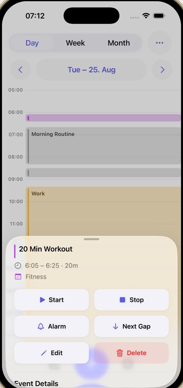 Event actions with Start, Stop and Next Gap